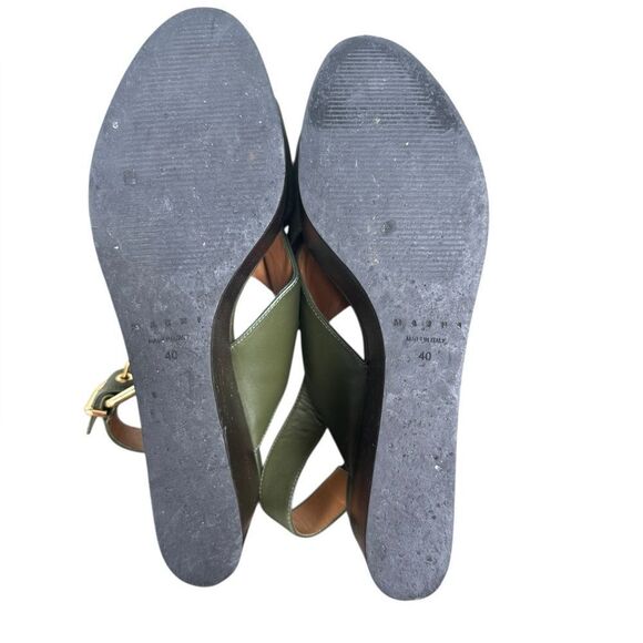 Marni Green Leather Crisscross Wedges Platform With Buckle Sandal Size 39 - Picture 14 of 16